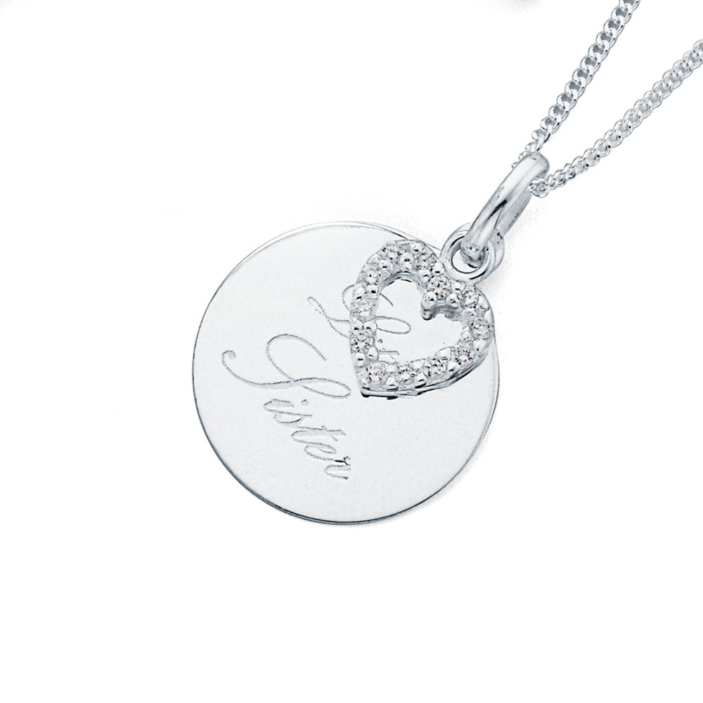 silver little sister with cubic zirconia heart pendant 1421235 34057