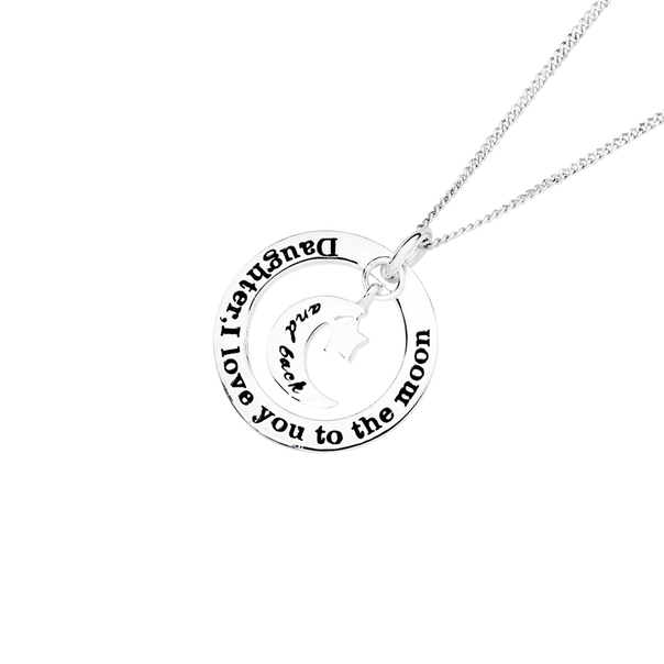Silver Love You to the Moon and Back Pendant