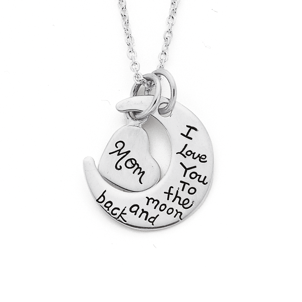 Silver Mom Love You To The Moon Pendant Prouds