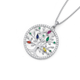 Silver MOP and Multi-Colour CZ Tree of Life Pendant