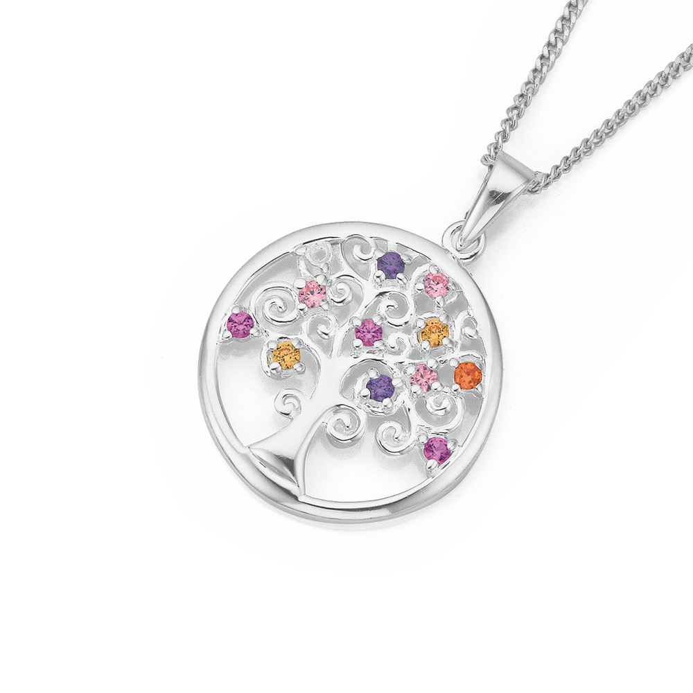 Silver Multi-Colour CZ Tree of Life 