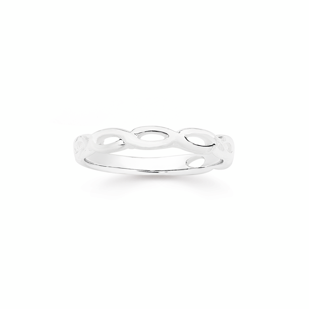 Silver Open Twist Ring Size R | Prouds