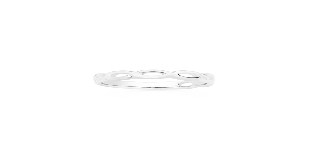 Silver Open Twist Ring Size R | Prouds