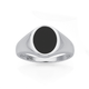 Silver Oval Black Agate Ring