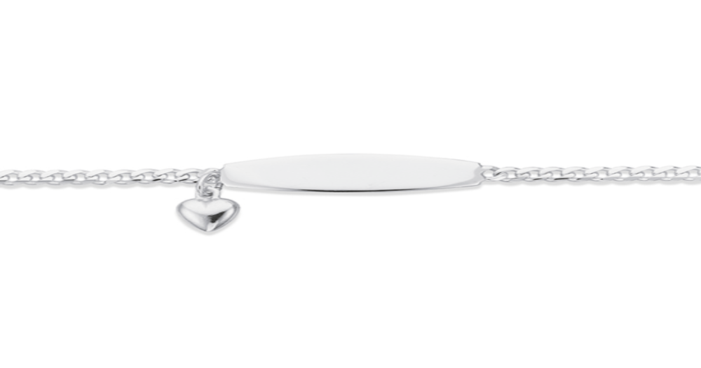 Silver Oval Id With Heart Curb Bracelet Prouds