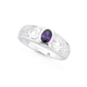 Silver Oval  Violet CZ  Heart Ring