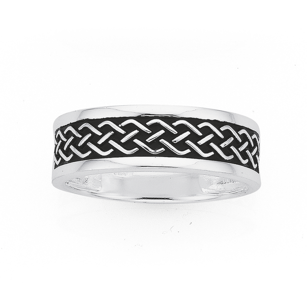 Silver Oxi Plait Ring