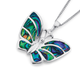 Silver Paua Shell Butterfly Pendant