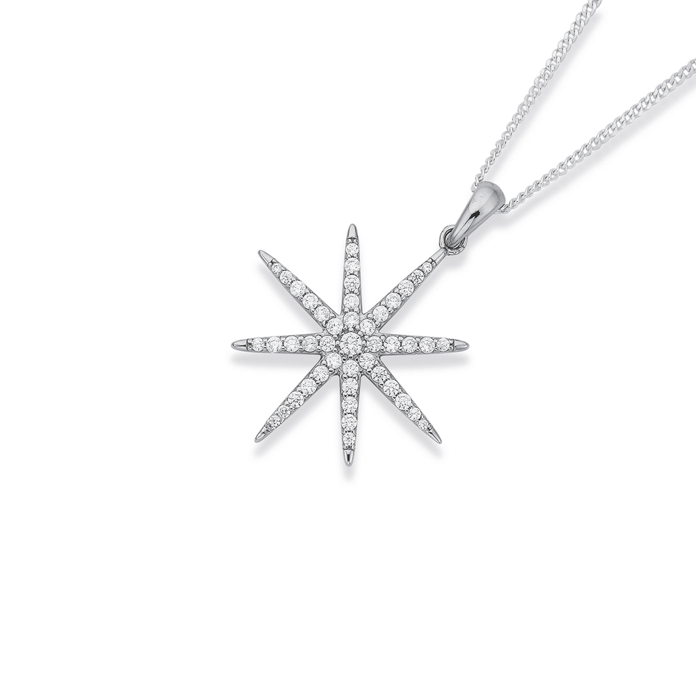 Sterling Silver CZ Snowflake Pendant 