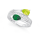 Silver Pear Light & Dark Green CZ Ring