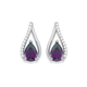 Sterling Silver Pear Violet CZ  Loop Earrings