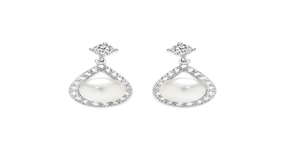 Silver Pearl And Cubic Zirconia Drop Earrings in White | Prouds