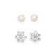 Silver Pearl and CZ Star Earrings