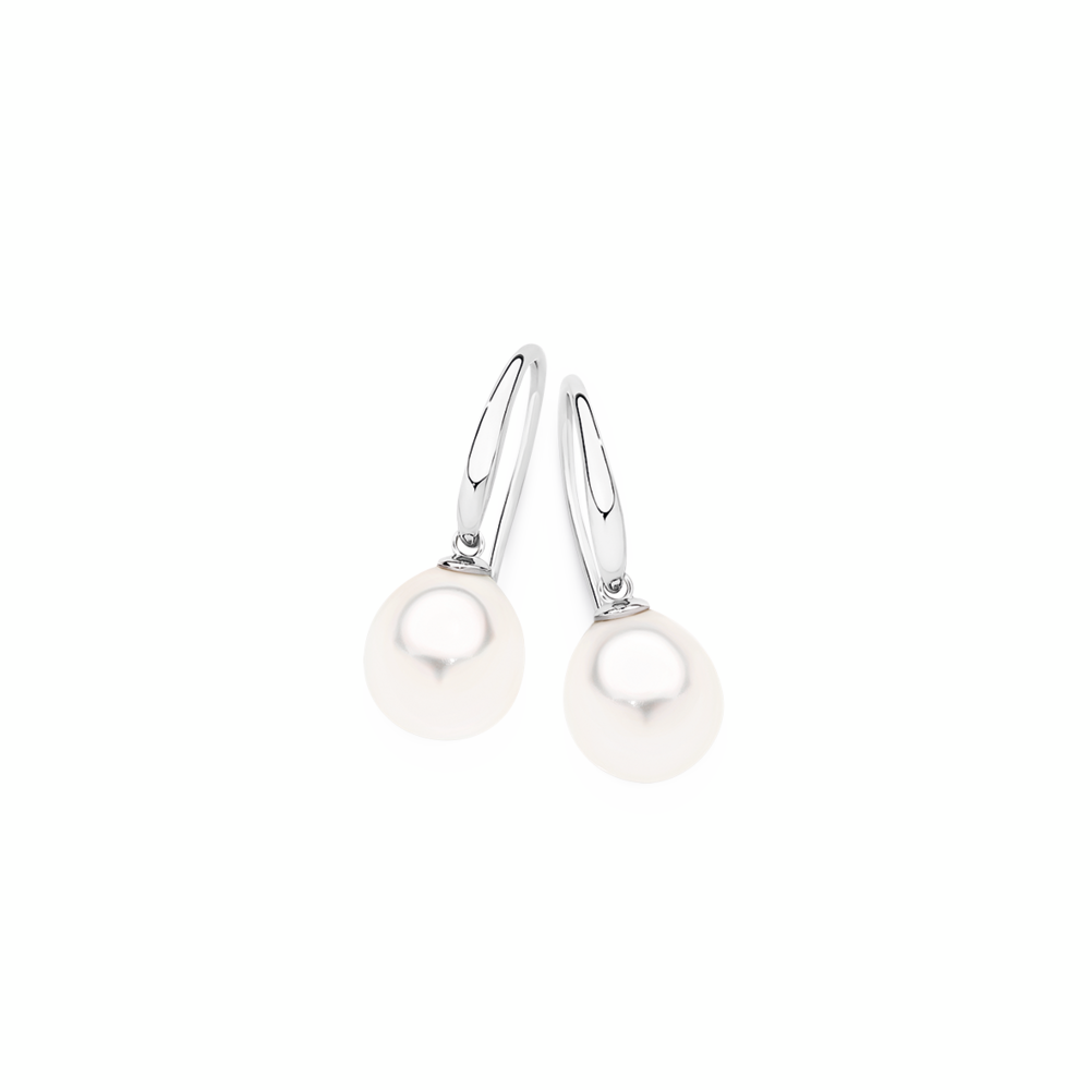 SILVER PEARL DROP HOOK EARRINGS