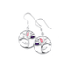 Silver Pink Amethyst White Cubic Zirconia Tree of Life Circle Earrings