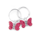 Silver Pink Crystal Butterfly Hoops