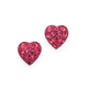Silver Pink Crystal Heart Stud Earrings