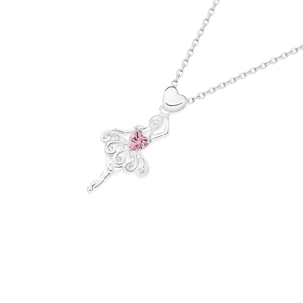 Silver Pink Cubic Zirconia Little Princess Pendant in Pink Prouds