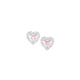 Silver Pink Cubic Zirconia Heart Earrings