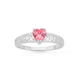 Silver Pink Cubic Zirconia Heart Scroll Ring