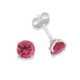 Silver Pink CZ 6.5mm Claw Set Stud Earrings