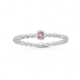 Silver Pink CZ Bezel Friendship Ring Size O