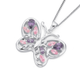 Silver Pink CZ Butterfly Pendant