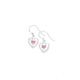 Silver Pink CZ Heart Drop Earrings