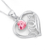 Silver Pink CZ Heart Mum Pendant