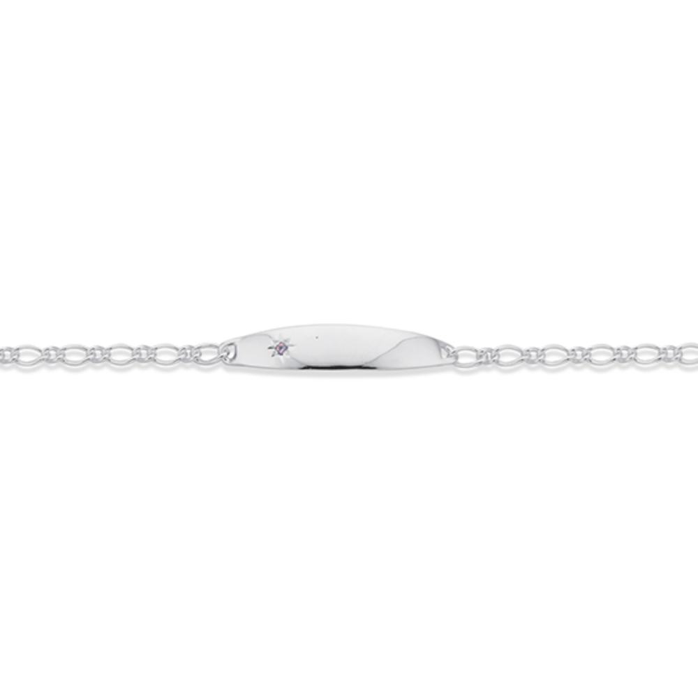 Silver Pink Cz On Oval Id Childs Bracelet in Pink Prouds