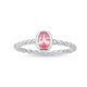 Silver Pink  CZ Oval  Bezel Set Friendship Ring