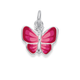 Silver Pink Enamel Butterfly Charm