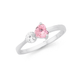 Silver Pink & White Cubic Zirconia Hearts Ring