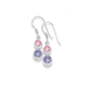 Silver Pink/Lavender Round CZ Hook Earrings