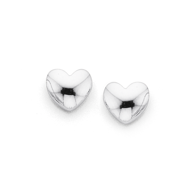 Silver Plain Heart Stud Earrings