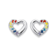 Silver Rainbow CZ Open Heart Stud Earrings