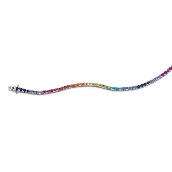 Silver Rainbow  CZ Tennis Bracelet