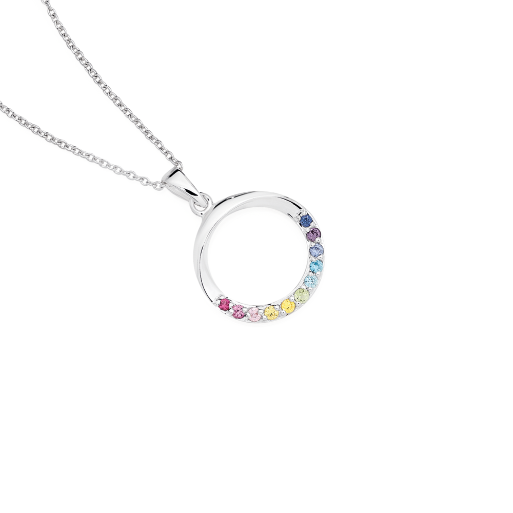 Silver sales rainbow necklace