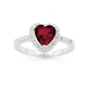Silver Red Cubic Zirconia Heart Cluster Ring