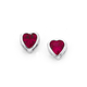 Silver Red Cubic Zirocnia Heart Studs
