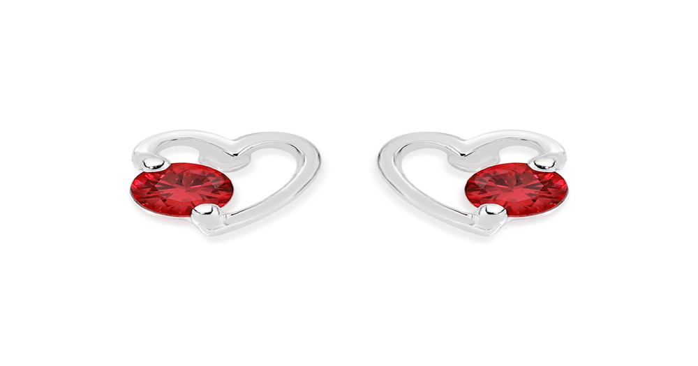 Rhodium Plated Solid Heart Cz Stud Earring For Women