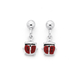 Silver Red Enamel Drop Ladybird Earrings