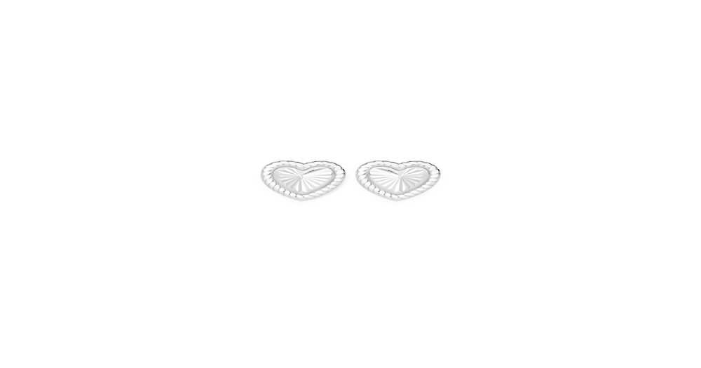 Silver Rope Edge Heart Stud Earrings | Prouds