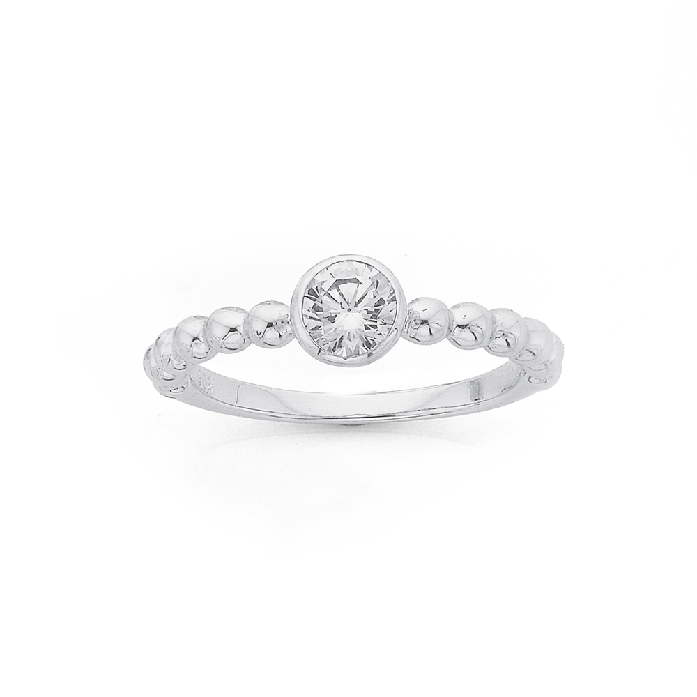 Silver Round Bezel Cz Friendship Ring in White | Prouds