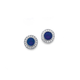 Silver Round Bezel Dark Blue Cubic Zirconia Stud Earrings