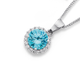Silver Round Blue Cubic Zirconia Cluster Pendant