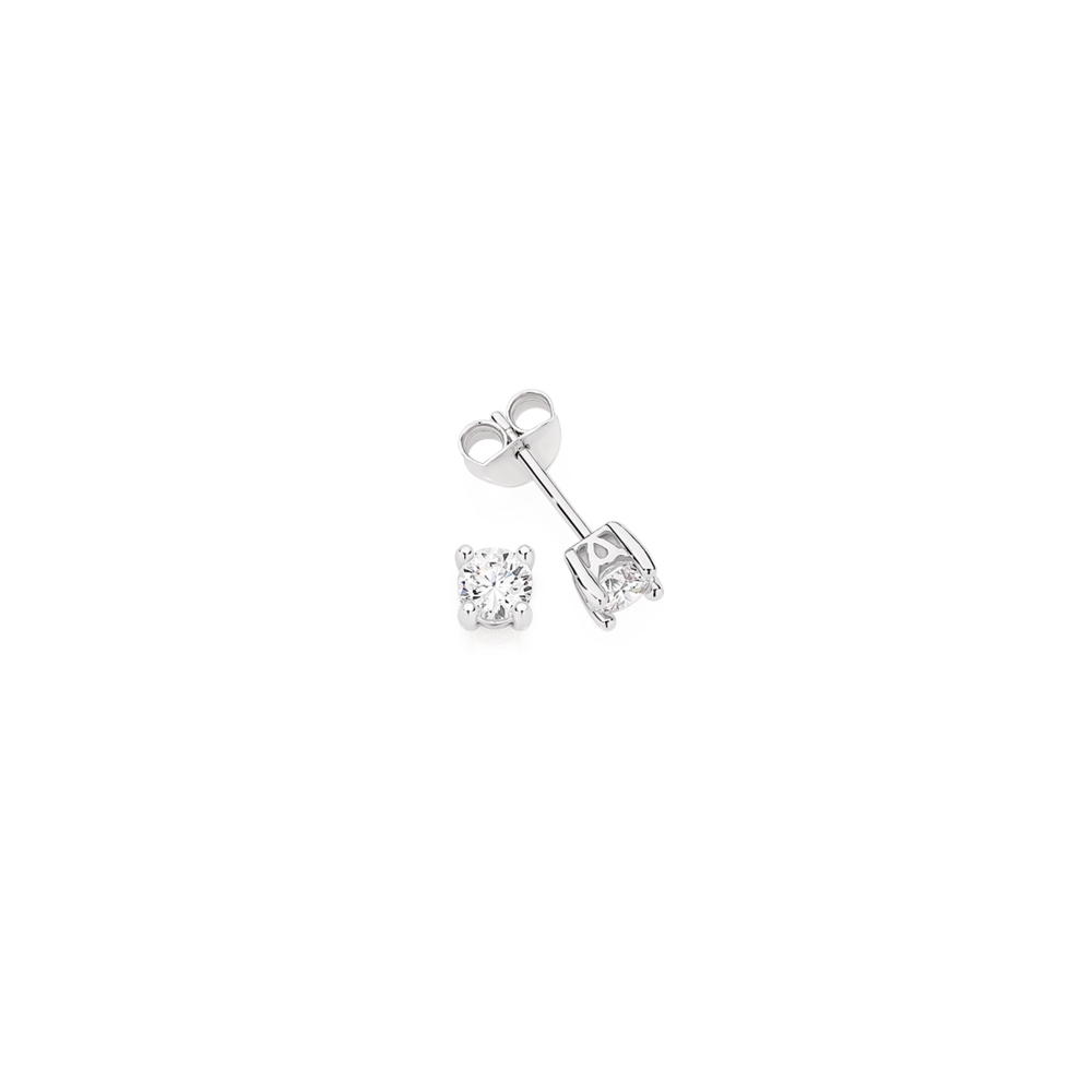 SILVER ROUND CUBIC ZIRCONIA STUD EARRINGS