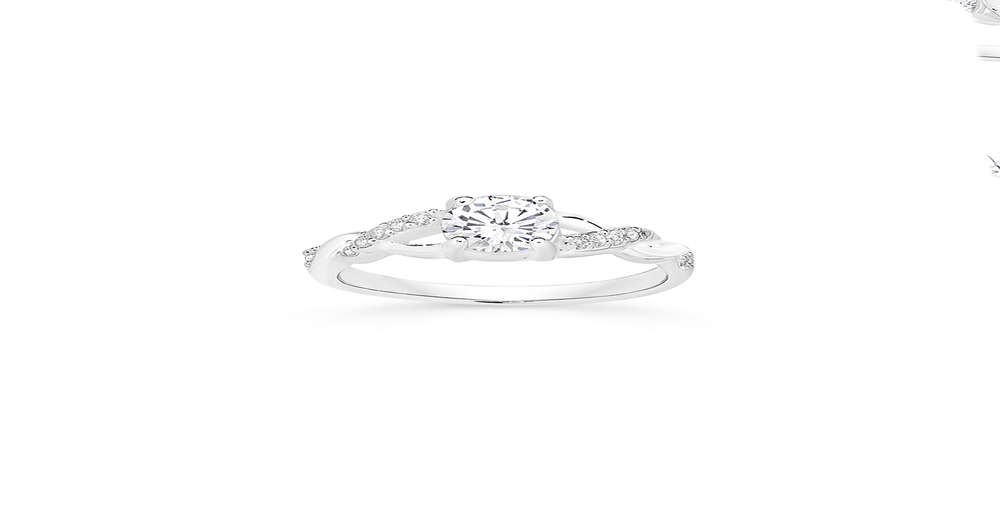 Silver Round Cz Twist Dress Ring Size R in Clear | Prouds