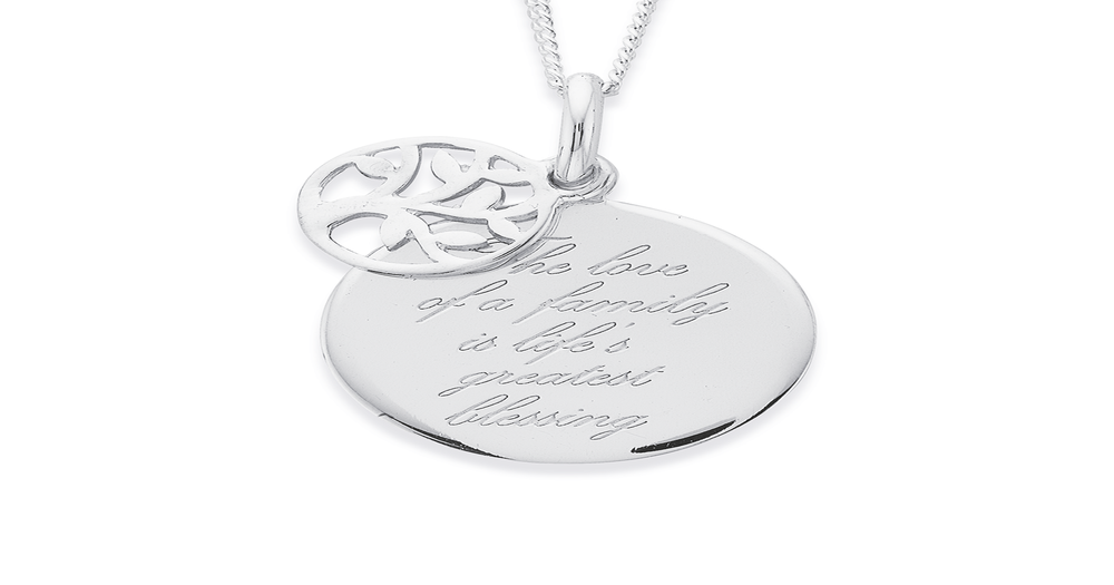 Silver Round Family Blessing Pendant Prouds