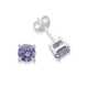 Silver Round Lavender CZ Stud Earrings